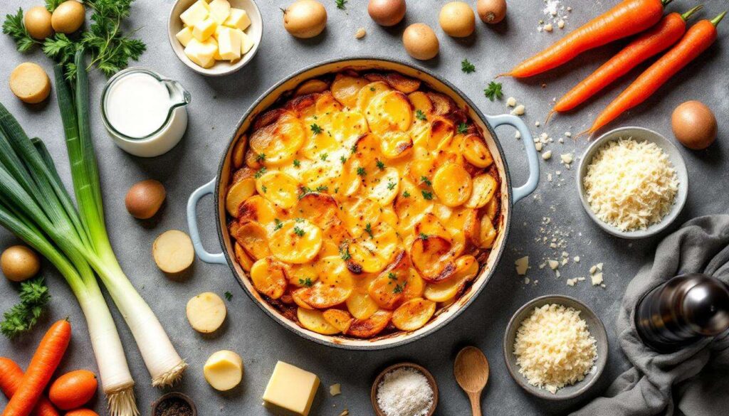 Gratin de pommes de terre, poireaux et carottes : fondant, bien doré et ultra facile à préparer
