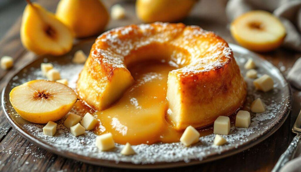 Fondant aux poires, cœur coulant et croûte dorée : le dessert raffiné, tout en douceur à savourer