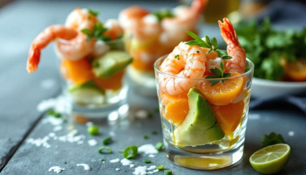 Verrines clémentines-crevettes : l’apéritif chic et ultra frais, prêt en quelques minutes