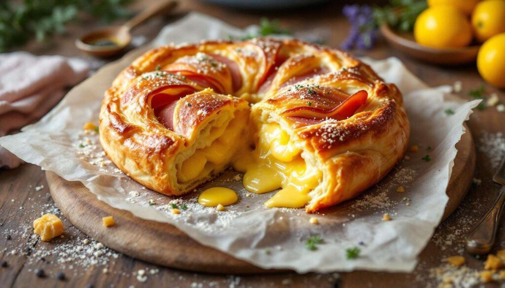 Feuilleté jambon-fromage façon tourte : croustillant et fondant en 20 minutes
