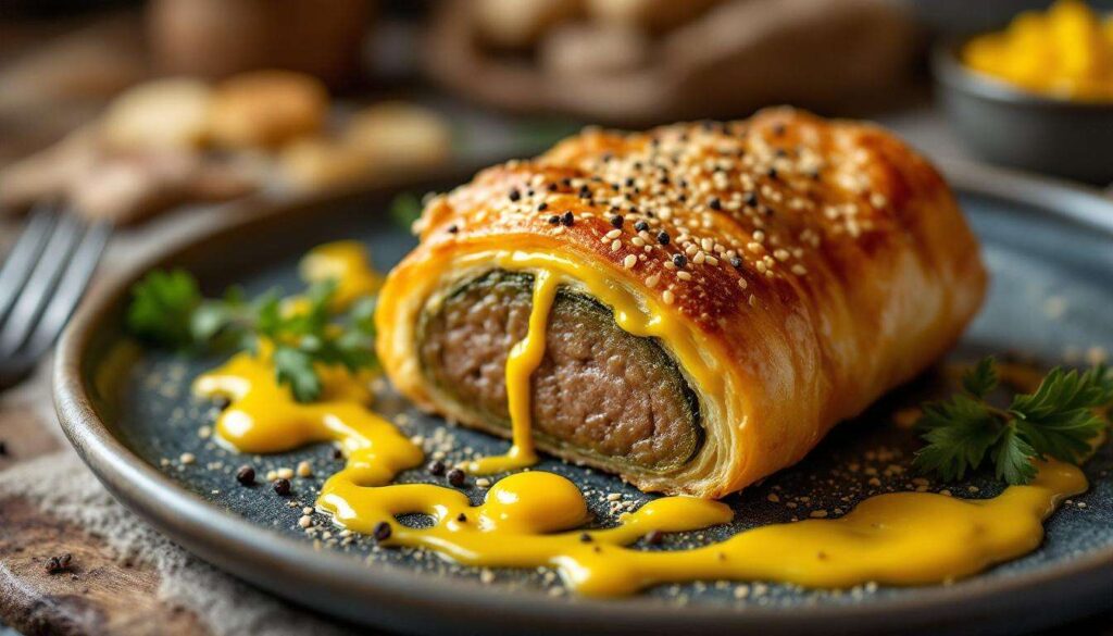 Boudin vert en feuilleté avec moutarde à l'ancienne : l'entrée chaude belge parfaite pour un dîner d'hiver